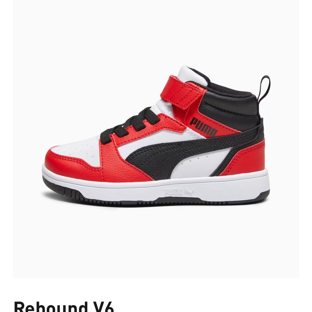 Puma Kids Rebound V6 Red Black Sneakers